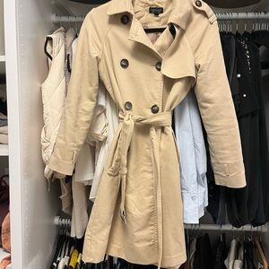 Topshop Tan Trench Coat with Belted Waist and Wide Lapels